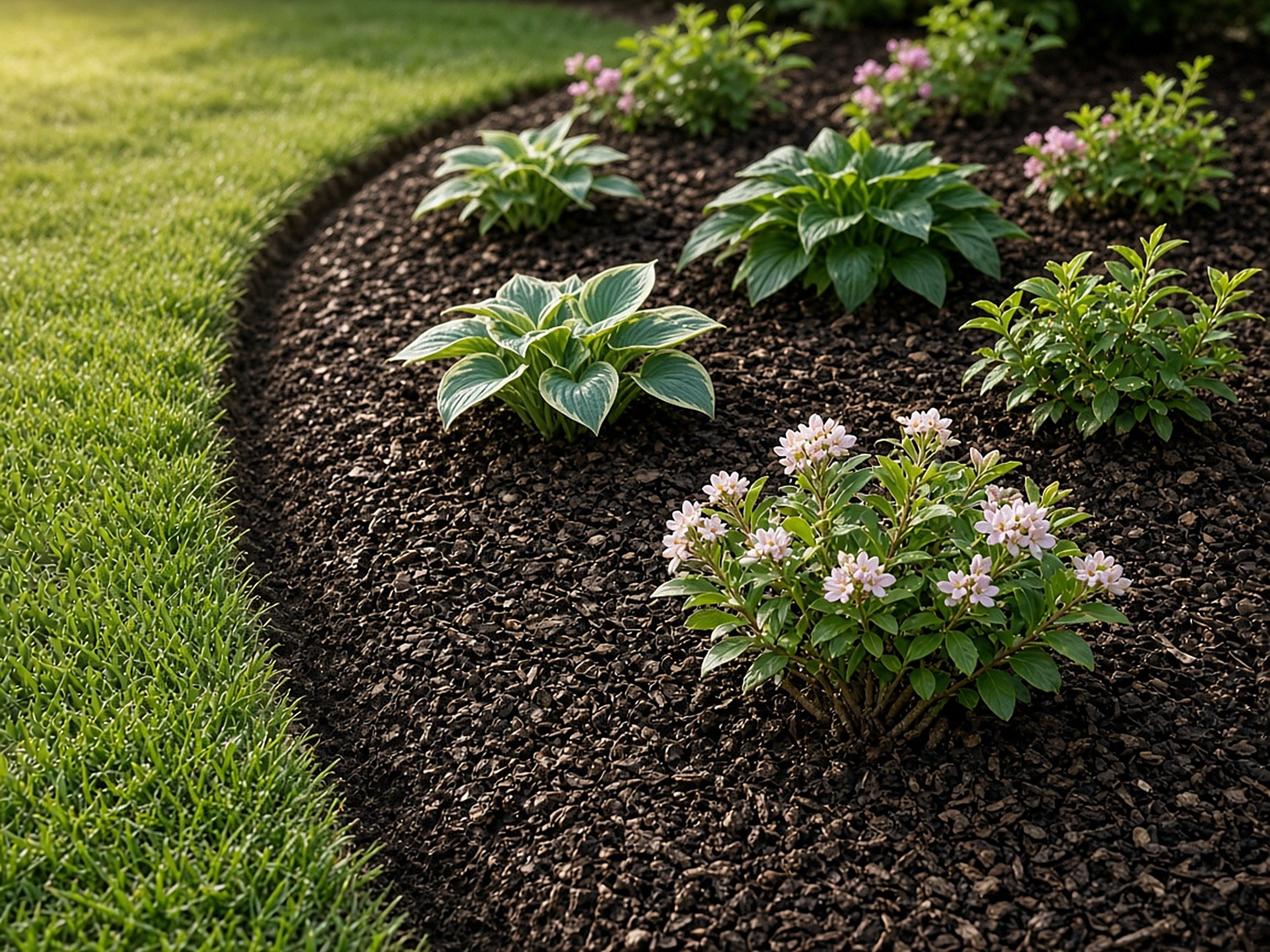 Fresh mulch beds